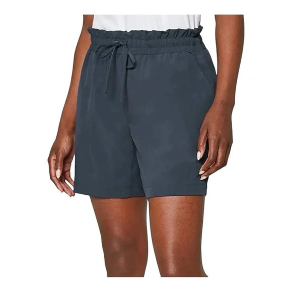 Mondetta Paperbag Waist Shorts Womens Medium Blue Drawstring Pockets Stretch